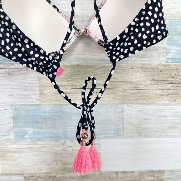 Victorias Secret Swim The Fabulous Strappy Tassel Bikini Bra Black Pink 34C - Picture 5 of 7